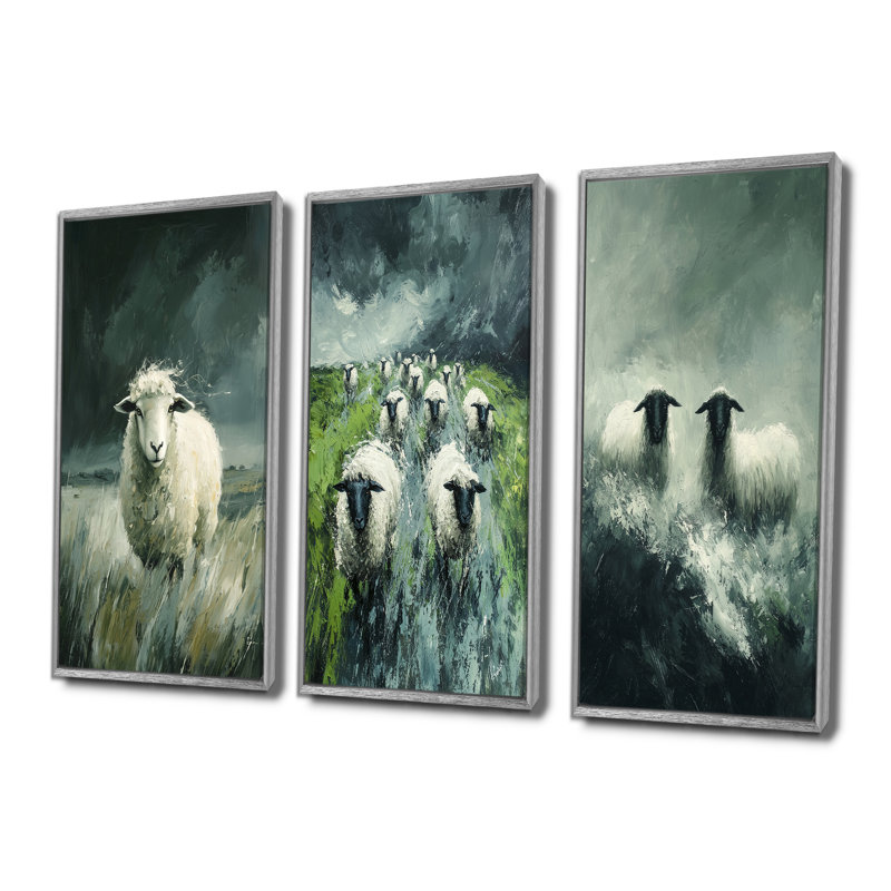 Collection de décorations murales Stormy Pasture Of Sheep I - Sheep, Impression encadrée flottante, H 40 po x l 60 po