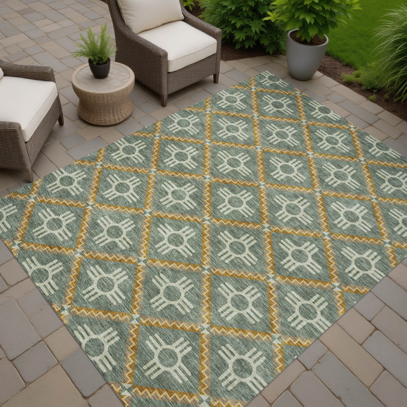 Machine Washable Indoor/Outdoor Chantille ACN2686 Geometric Rug, Basil, 2'6" x 3'10"