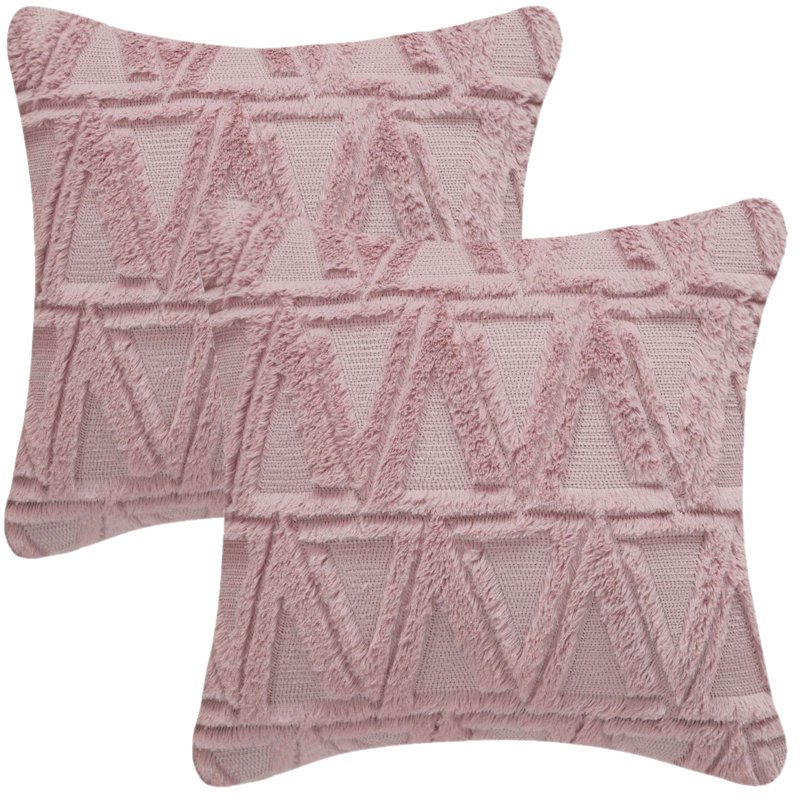 Housse de coussin en fausse fourrure de 18 po Boston, Rose foncé