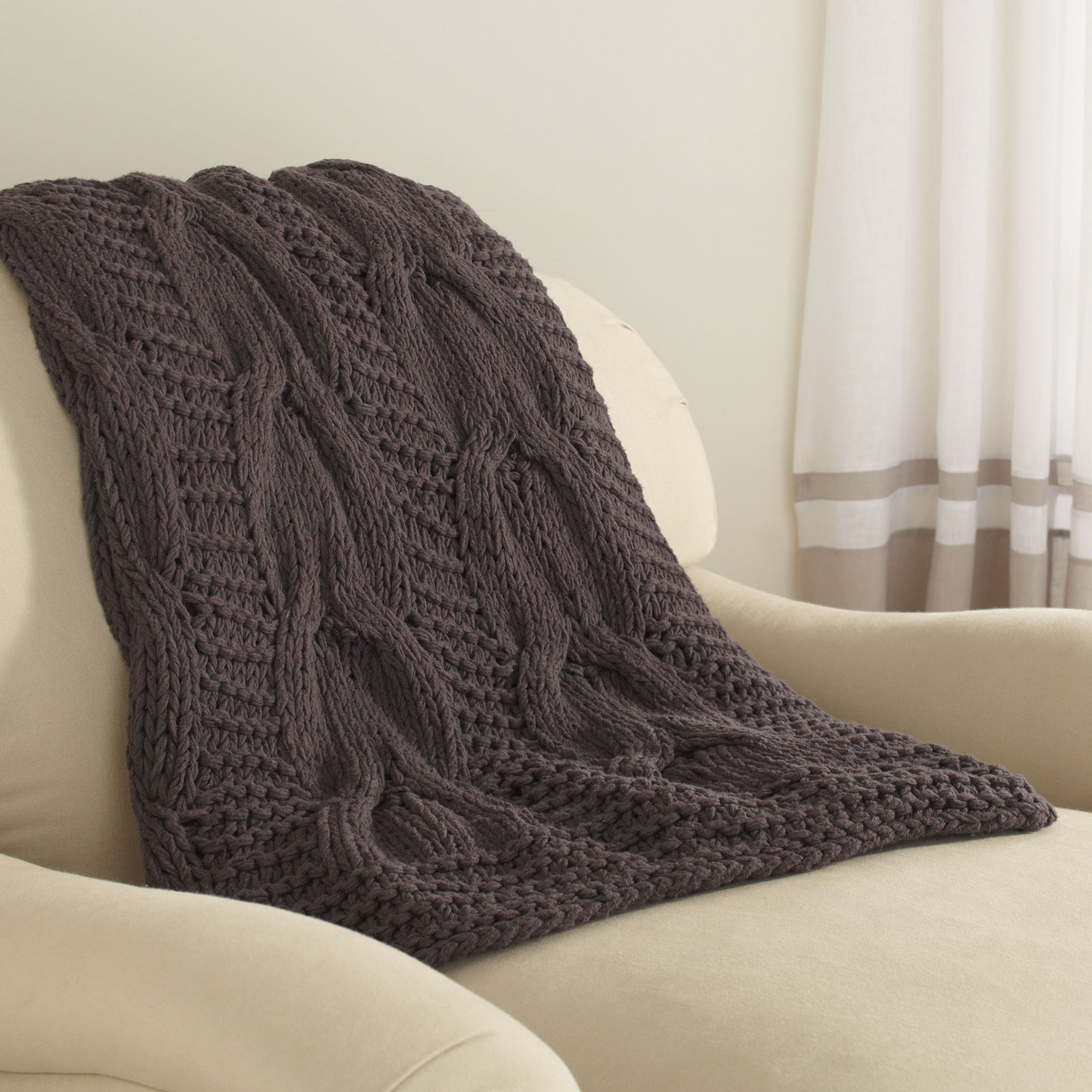 Wildomar Cotton Knit Throw Blanket, Charcoal