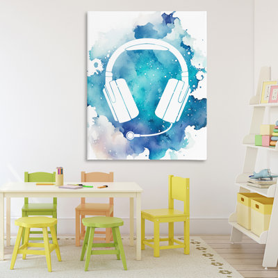 Blue Headphone Splatter Canvas, design by Marcus Prime