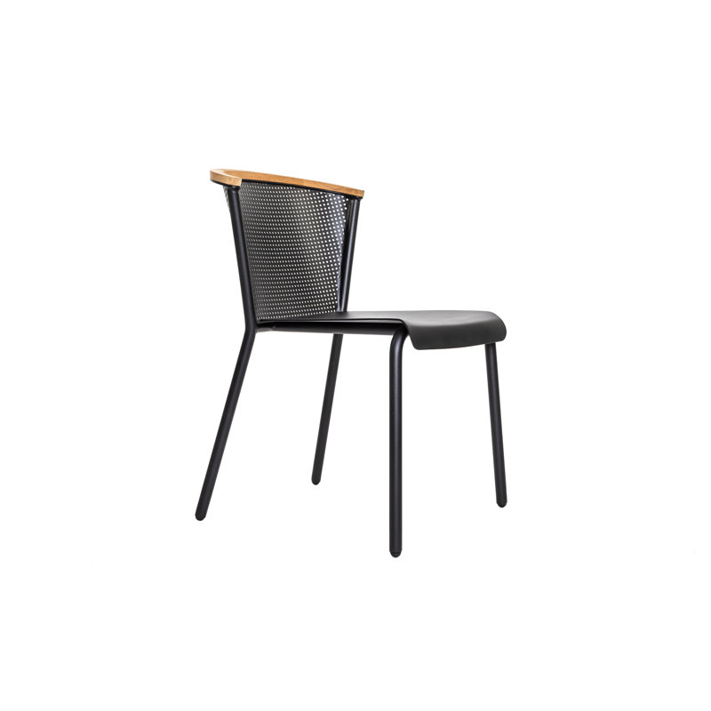 Riad Outdoor Dining Side Chair, Anthracite, No Cushion