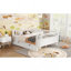 Lit plateforme double pour enfants, lit double profil bas avec rails pour filles et garçons, blanc-66276885-66276886