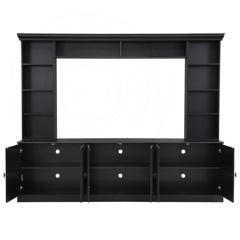 Meuble audio-vidéo 4 pièces avec bibliothèque Elegant, Noir
