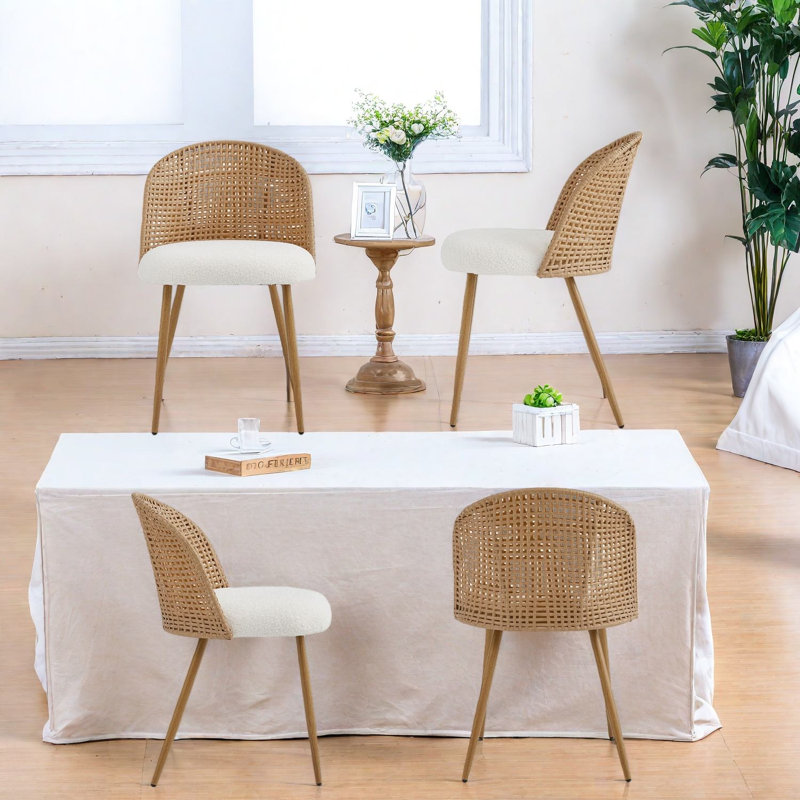 Chaises de salle à manger confortables, style bohème moderne en métal de rotin pour la cuisine