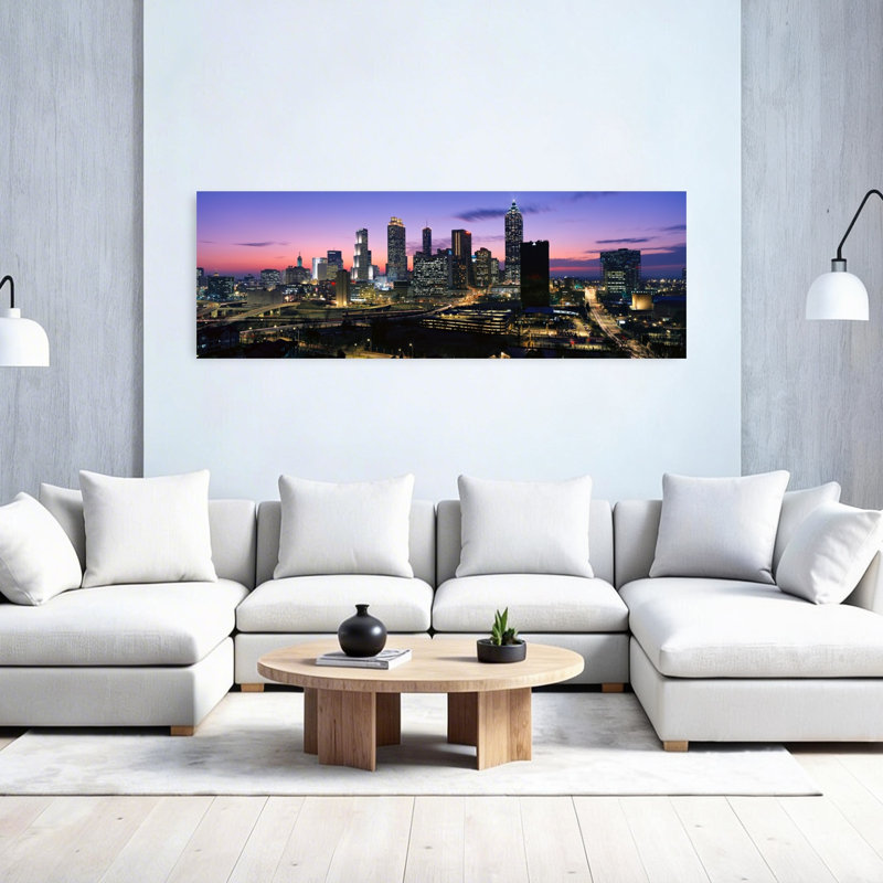 Skyscrapers in a city Atlanta Georgia USA 1 Piece Wrapped Canvas Panoramic Wall Art, 50.8 cm H x 152.4 cm W