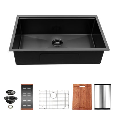 GhomeG 18'' W Single Bowl Stainless Steel Undermount Kitchen Sink 0