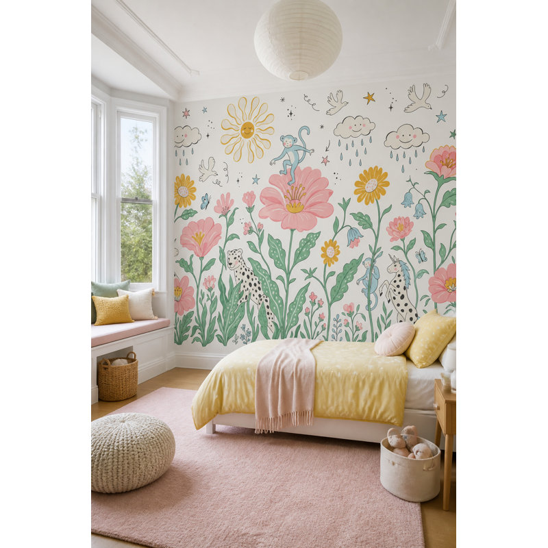 Papier peint de fond pour chambre d'enfant, 120"x96", Texturé non collé