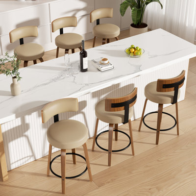Chic Swivel Leather Upholstered Bar Stool For Ultimate Comfort And Style