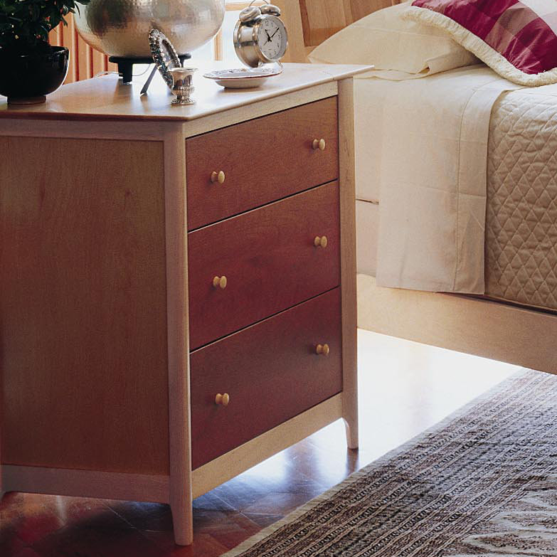 Commode en bois massif 3 tiroirs l 33,75 po Sarah, Cerise d’automne