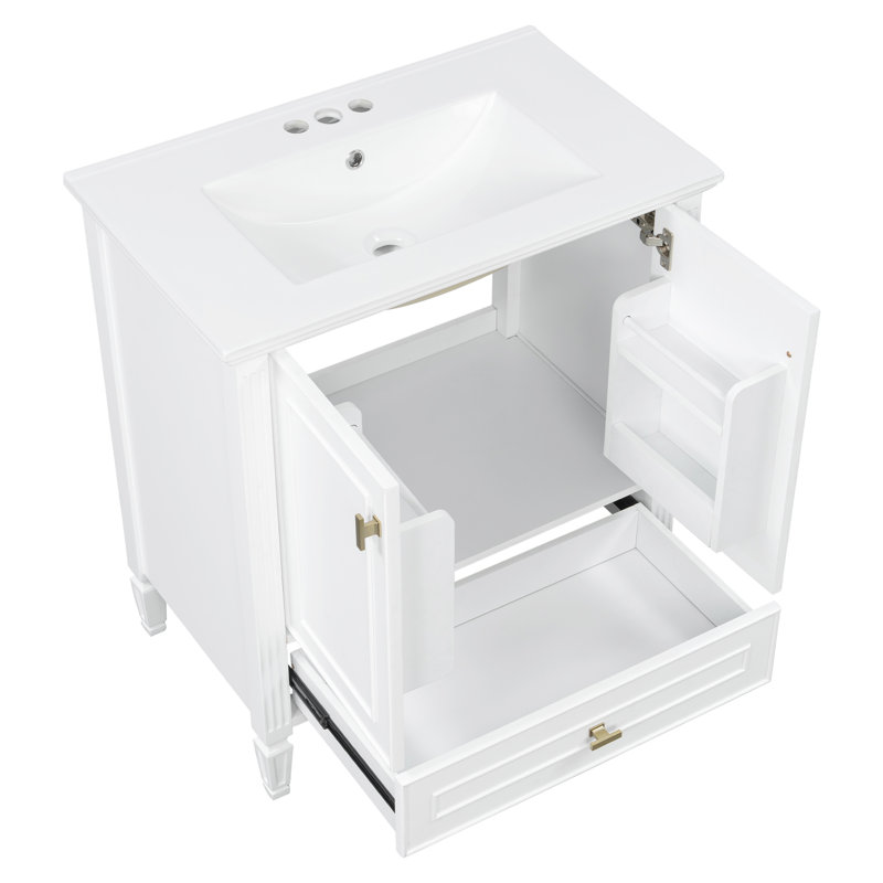 Meuble-lavabo 30 po avec lavabo en céramique, Blanc