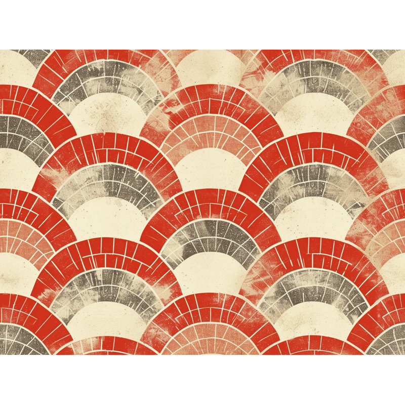 Rideaux géométriques géométriques rouges - 2 panneaux, L 40 po x L 84 po