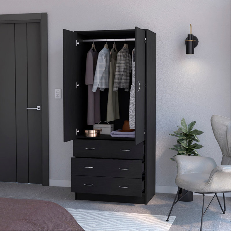 Armoire, chambre à coucher, noir