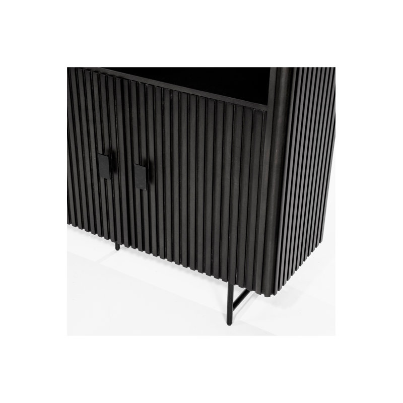 Cabinet Solid Wood Bookcase, Black