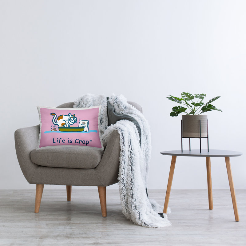 Stupell Industries Kitty Litter Funny Design by LIC Throw Pillow