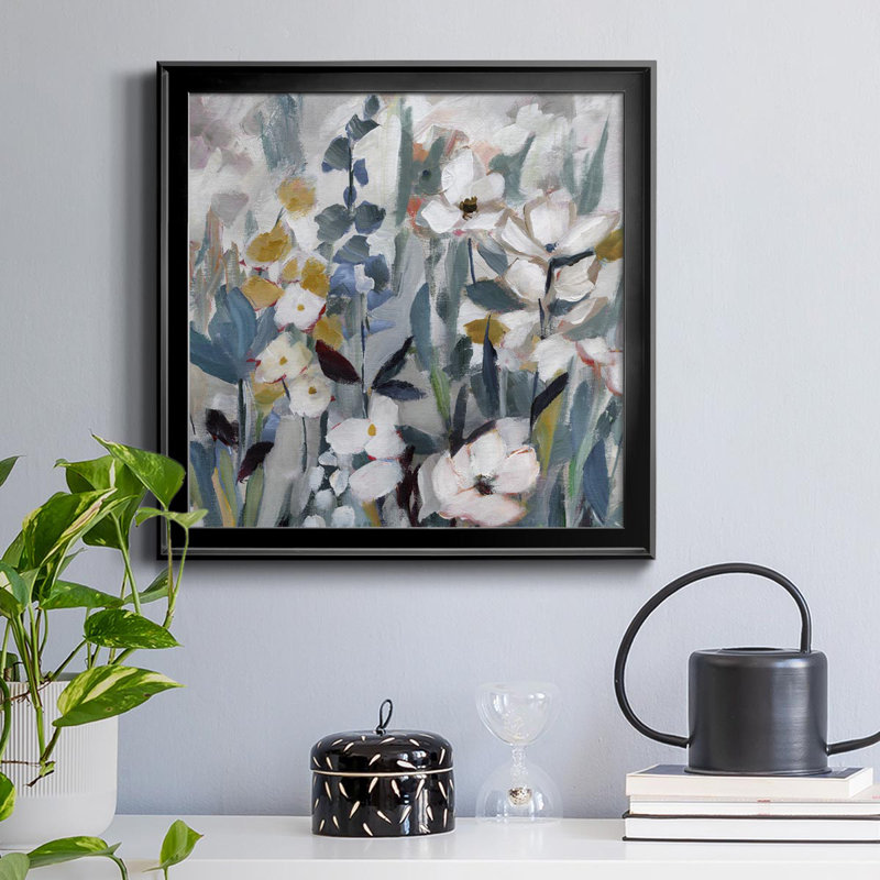 Happy Fields - Peinture sur toile encadrée, H 17,5 po x l 17,5 po x P 1,5 po, Noir