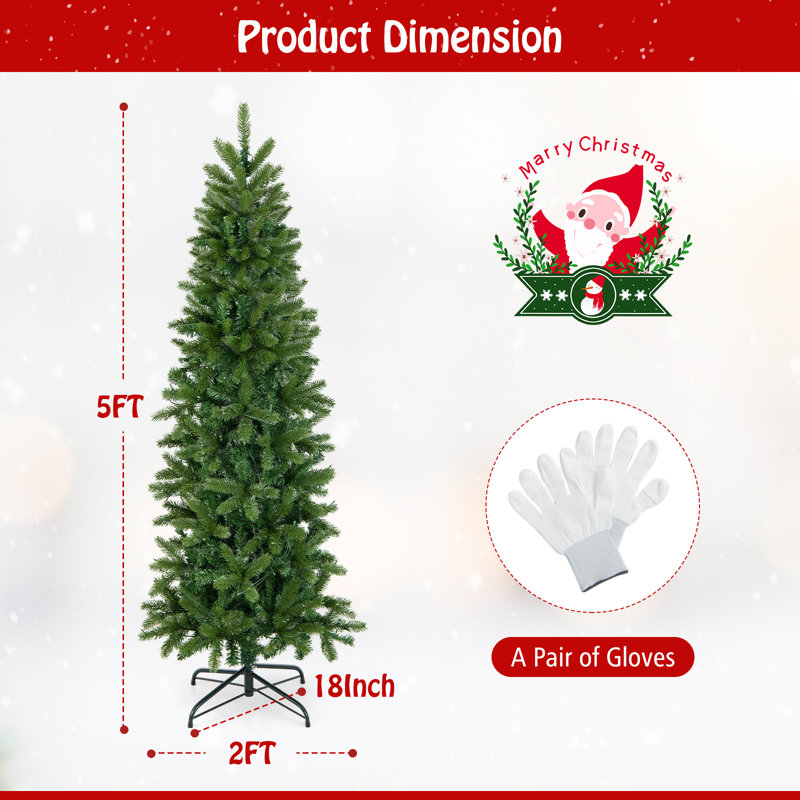 Arbre de Noël artificiel 5 'avec 180 lumières DEL et 10 modes d'éclairage - Support inclus