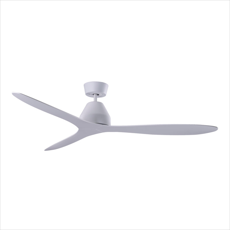 56" Smart WiFi Indoor/Outdoor DC Ceiling Fan with Remote, Damp Rated, White Modern Ceiling Fan, White, White