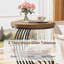 Round Vintage End Table With 2-Tier Storage, Drink Table