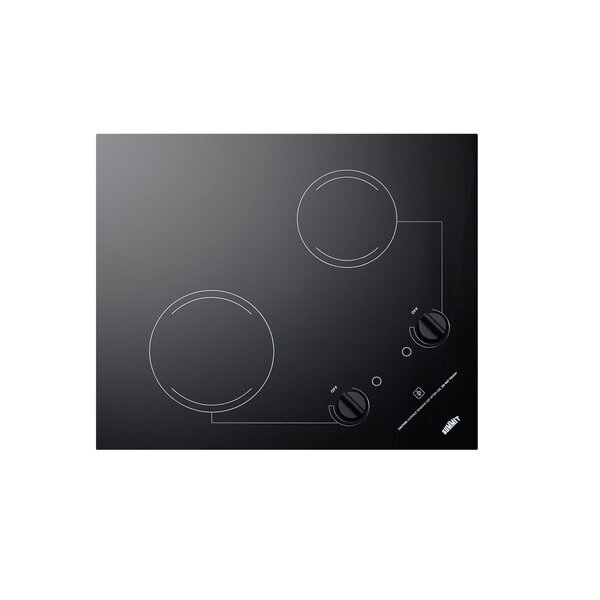 Summit CSD2B115 12 Wide 2 Burner Electric Cooktop with Solid Cast - Stainless Steel