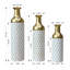 Vase de sol décoratif haut en métal texturé géométrique à motif losanges, lot de 3
