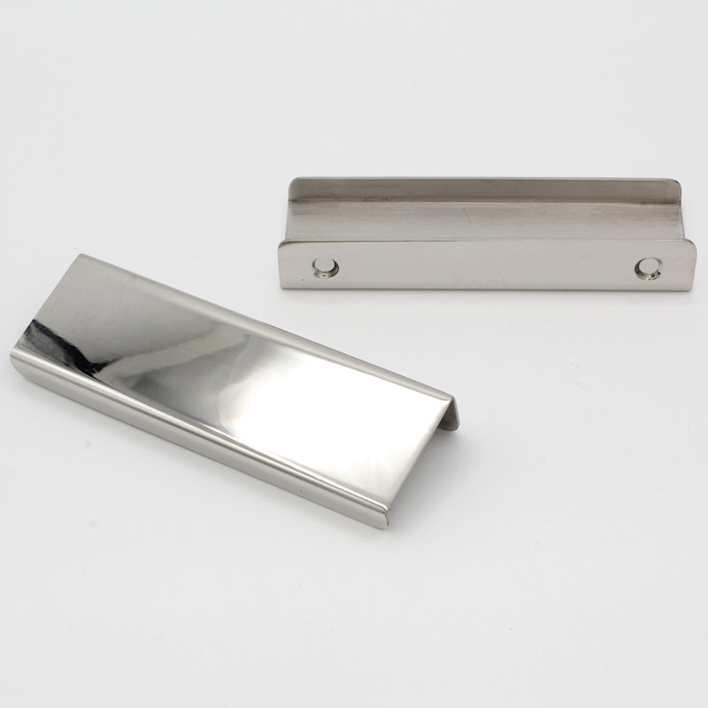 Polished Chrome Modern Finger Edge Bar Pull with Mounting Hardware