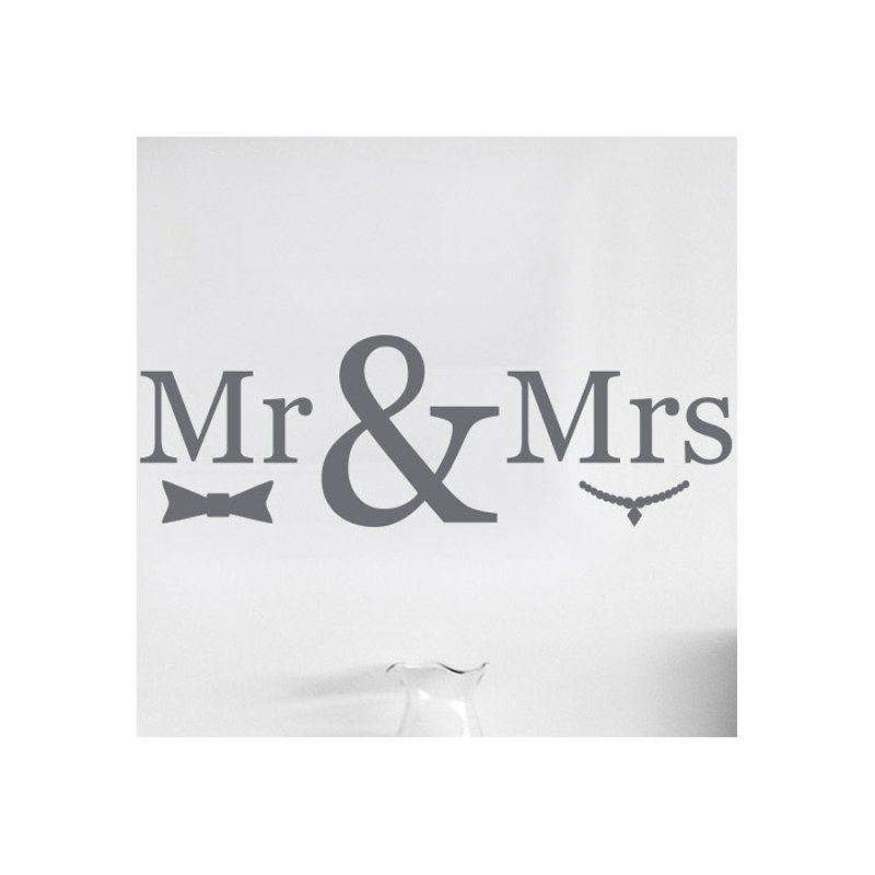 Mr Mrs Wall Sticker, Large, Grey