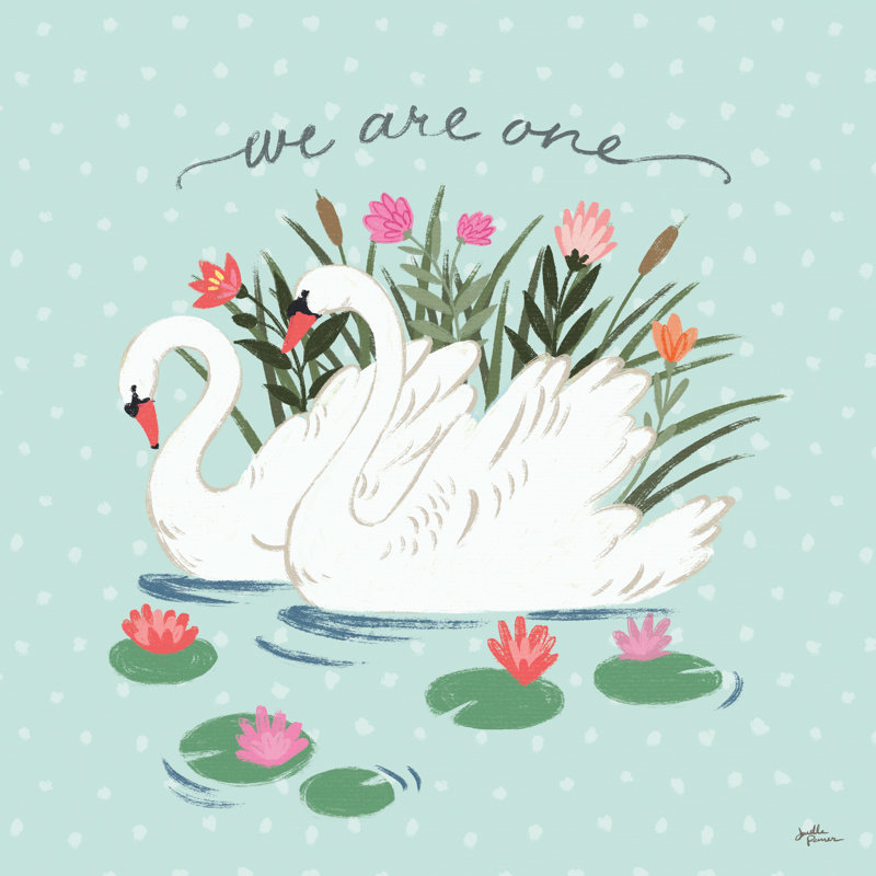 Swan Lake III Mint by Janelle Penner - Wrapped Canvas Painting, 30cm H x 30cm W x 3.8cm D
