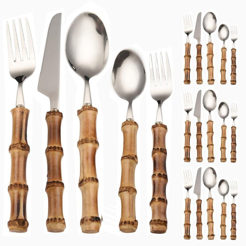 Ensemble de couverts en acier inoxydable de qualité supérieure - coutellerie durable, résistante à la rouille et lavable au lave-vaisselle pour la maison, les fêtes et les restaurants