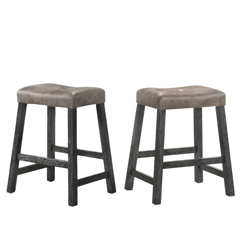 Ensemble de 2 tabourets de comptoir rustiques, tabourets de bar de ferme en bois sans dossier de 25 pouces, siège à hauteur de comptoir compact