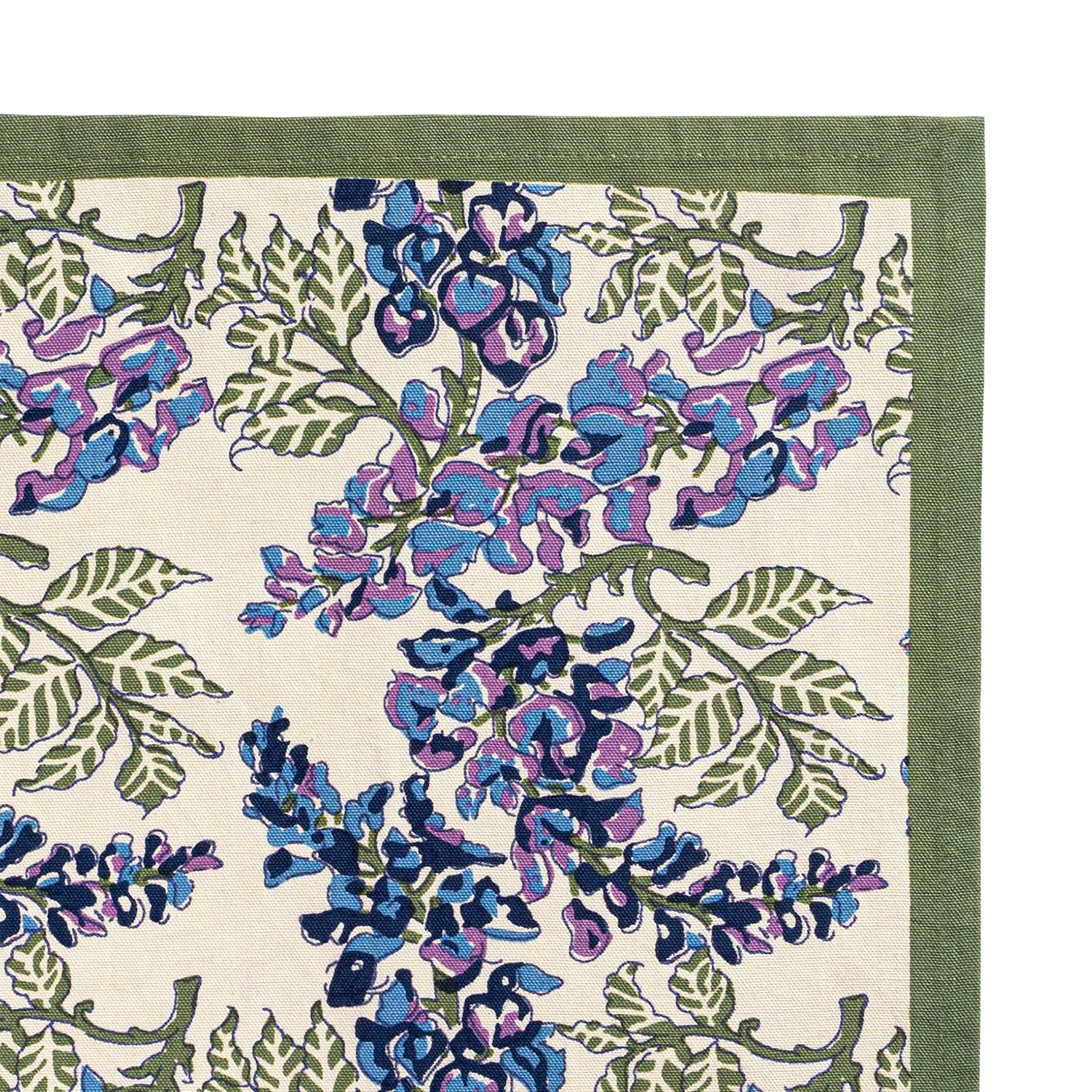Kappa Floral Tea Towel Kitchen Towel, Olive Green/Blue/Ivory/Purple