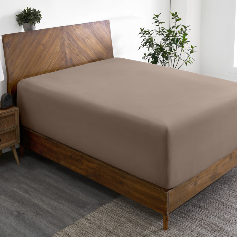 Extra Deep Microfiber Fitted Sheet, Queen Fitted Sheet, Taupe