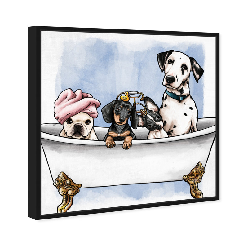 «Bath and Laundry Glam Bathaign Puppies», impression d'art moderne sur toile pour le bain, H 24 pi x l 24 pi x P 1,5 pi
