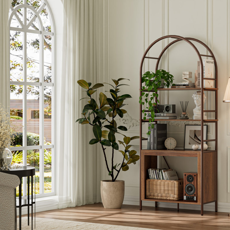 72" Tall Bookcase with Storage Shelves, Floor Standing Open Display Storage Shelf with Metal Frame, Large Organizer for Living Room, Home Office, Bedroom