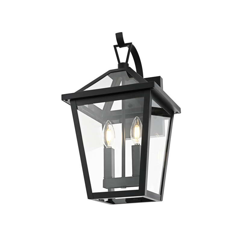 Leandra Outdoor Wall Sconce in Black, 18" H x 10" W x 11.5" D