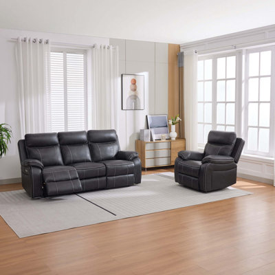 Ryansh 4 Seater Faux Leather Electric Reclining Sofa