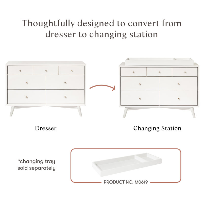 Palma 7-Drawer Assembled Double Dresser, Warm White