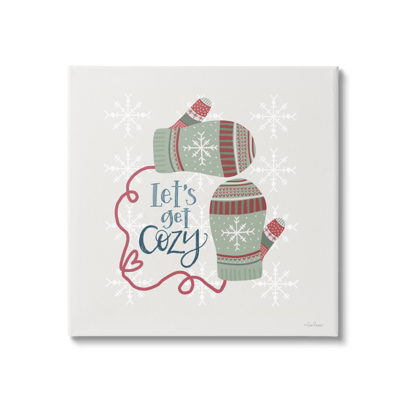 Let 's Get Cozy Winter Mittens Snowflake, Toile tendue, H 17 po x l 17 po x P 1,5 po