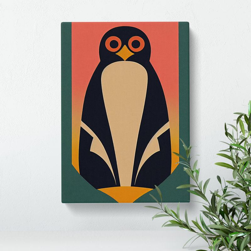XV1022-3485X Penguin In Abstract No.5 - Print, 50cm H x 35cm W  x 2cm D, No Matte, Wrapped Canvas