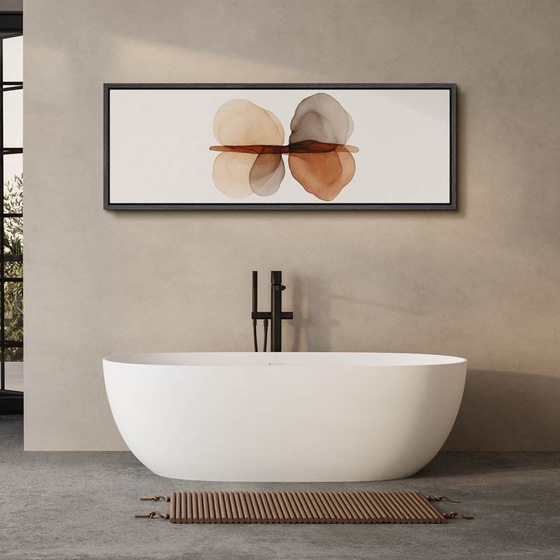 Large Framed Canvas Print Wall Art - Neutral Abstract Print for Minimalist Modern Wall Decor, 20" H x 60" W, Black
