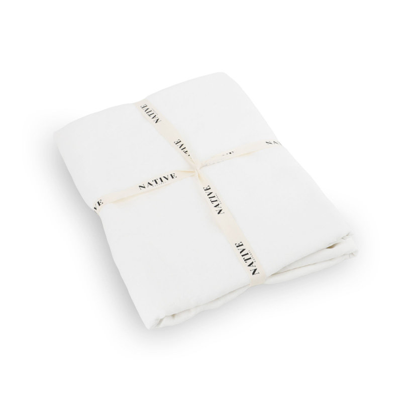Elegant White Pure Linen Tablecloth, White