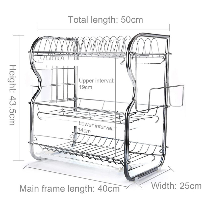 Mirfield Stainless Steel 3 Tier Dish Rack