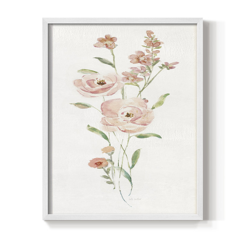 Floral Belle I, reproduction encadrée - bois massif, H 15 po x l 12 po, Blanc