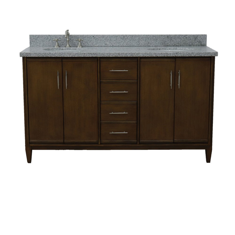 Ensemble de meuble-lavabo double 61 po Hartin, gris