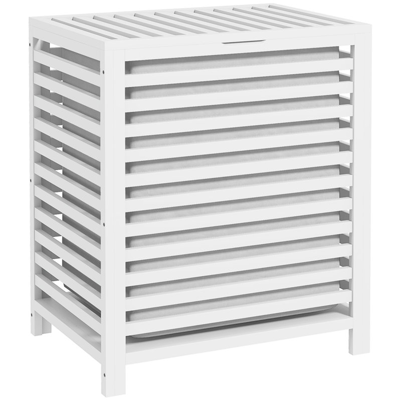 Panier à linge en bambou avec couvercle, Blanc