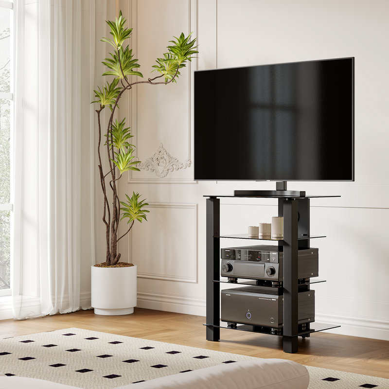 4-Tier Media Stand Audio Cabinet,Height Adjustable