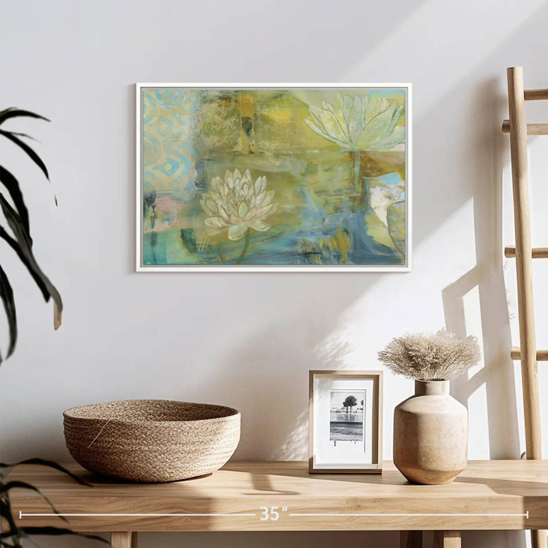 Lotus Dream, 19 po x 13 po, Cadre flottant blanc