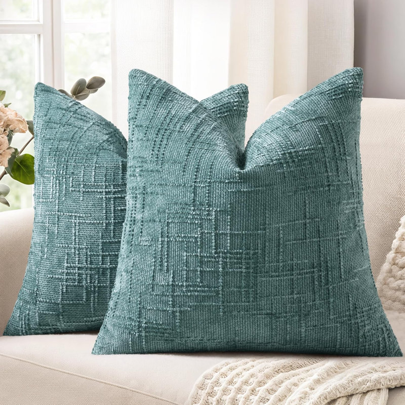 Housses de coussin en chenille texturée, Carré 20 po, Teal