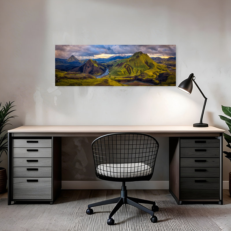 «Dramatic Green Mountain Valley Dramatic Serene Vibrant Moss Landscape Mountain», art mural, H 36 po x l 12 po
