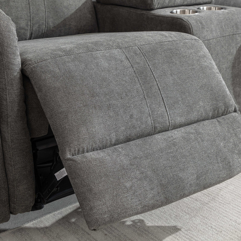 Canapé inclinable électrique de 64,6 po avec support lombaire et appui-tête réglables, Mélange de polyester gris